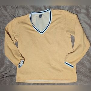 Eddie Bauer Women's Pull Over Top Long Sleeve V Neck Yellow